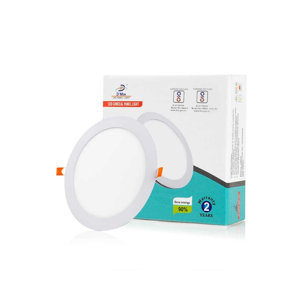 DMT 12Watts LED Round False Ceiling Panel Light for POP (White,Metal)