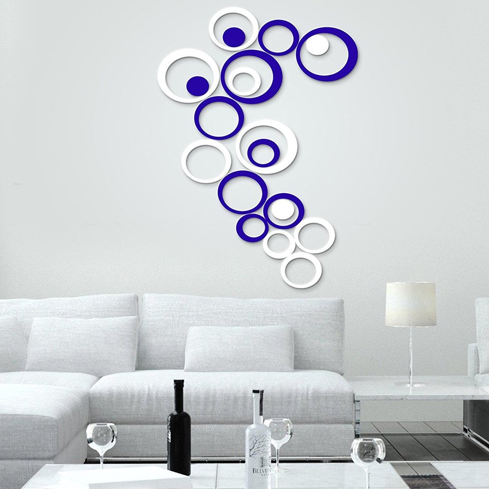 Wall1ders Ring and Dots Mirror Stickers for Wall, Acrylic Mirror Wall Decor Sticker, Wall Mirror Stickers, Acrylic Stickers, Wall Stickers for Hall Room, Bed Room, Kitchen. - Pack of 20