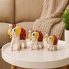 DreamKraft Paper Mache Handcrafted Set of 3 Elephant Action Showpiece Idols for Home Decor and Gift Purpose(White) view 4