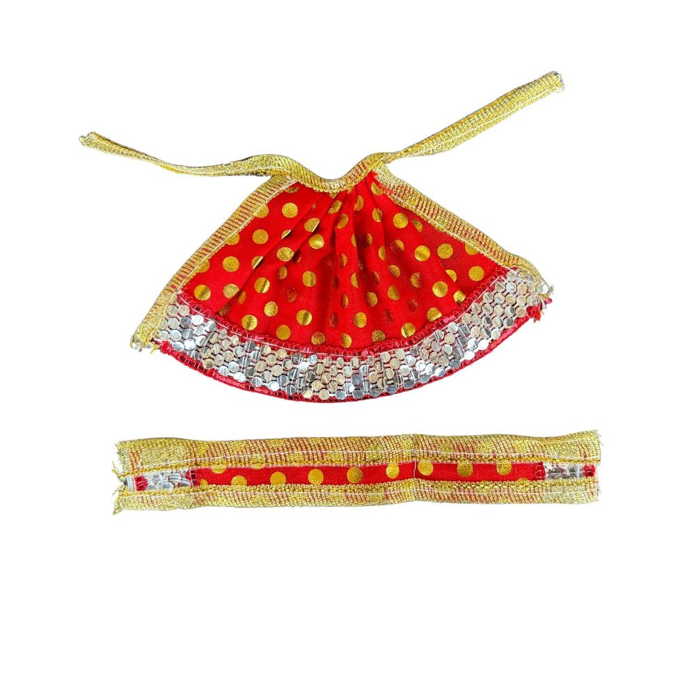 Salvus APP SOLUTIONS Traditional Red Dress for Devi MATA Idol Fabric Pooja Vastra for Temple, Goddess Worship & Festive Decor (6x4 Inch)
