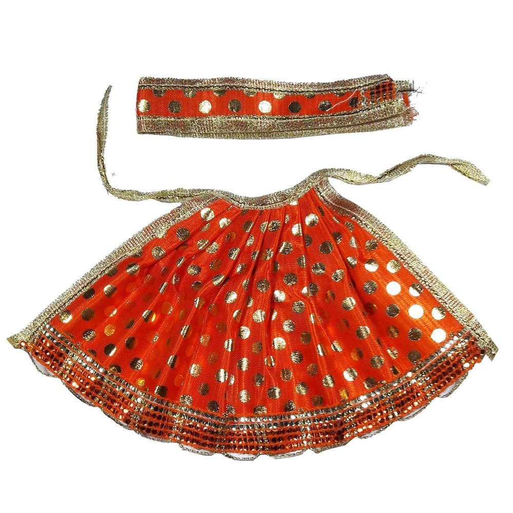 Salvus App SOLUTIONS Traditional Orange Dress for Devi MATA - Perfect for Puja and Festive Occasions (Pack of 1)