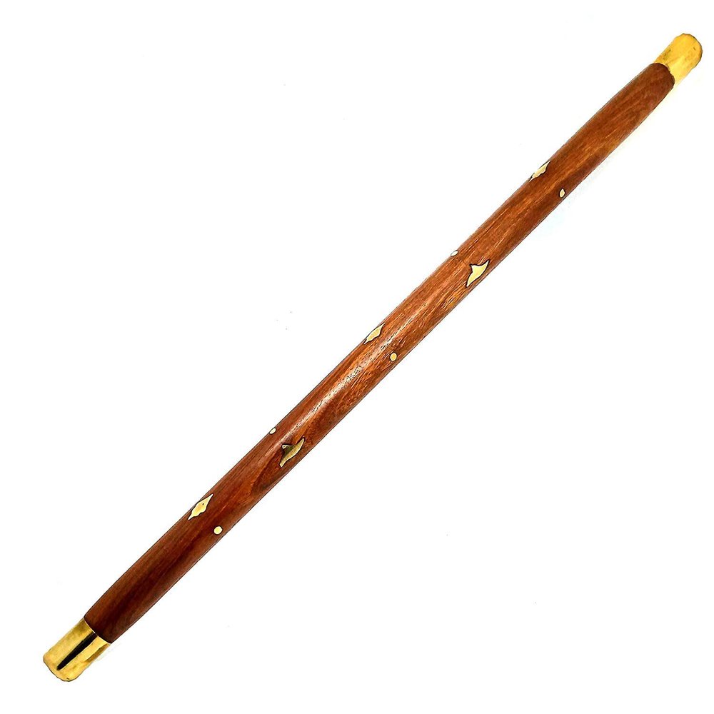 Aafiya Handcrafted Wooden Walking Stick with Brass Accents - 22 Inches, Elegant Cane for Men & Women, Vintage-Style