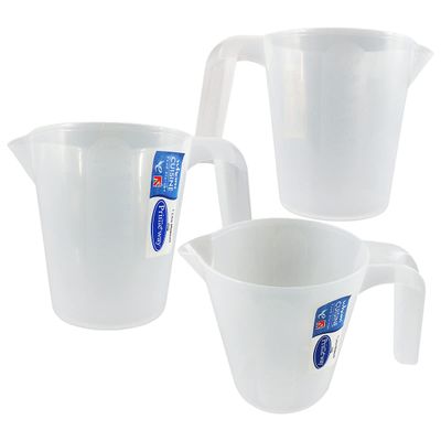 Primeway Plastic Cuisine Multipurpose Kitchen Measuring Cup Jar Tumbler | 1 Litre | 3 Pcs Set | Transparent