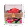 TiedRibbons Glass vases Home Decoration Square Glass Vessel with Faux Lotus and Natural Stones Flower Vases with Artificial Flowers view 3