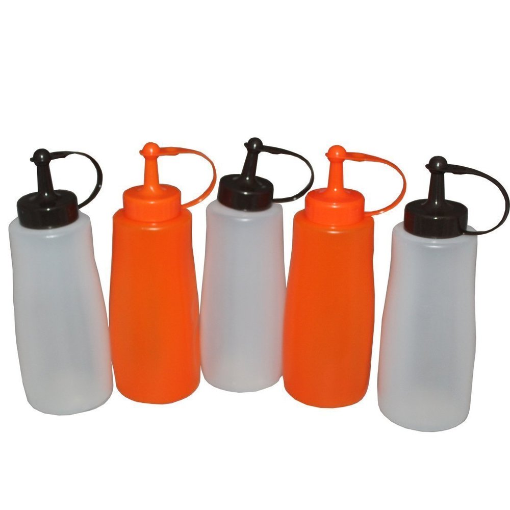 Glive's Set of 5 Plastic Dispensing Sauce Oil Vinegar Ketchup Squeeze Bottle Dropper