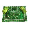 Designer Handcrafted Green Lace with Green Laddu Gopal Gaddi Set, Laddu Gopal Assan, Laddu Gopla Shringar Set, Krishna Assan, Bal Gopal Gaddi/Asan view 1