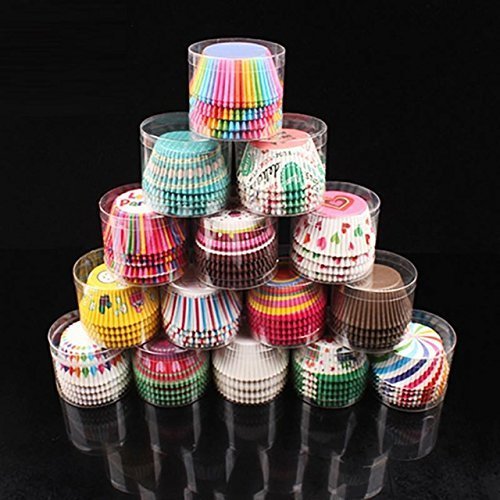 RKPM Fancy Colorful Baking Muffin Paper Cups/Liners (Single/Assorted Pack of 100 /Prints) 100 (1 Tin)