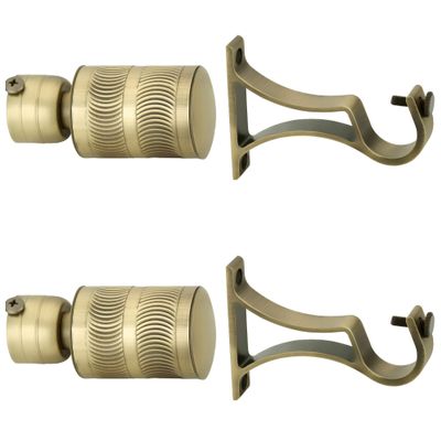 FAST Curtain Accessories CB01C Brass Antique Curtain Finial with Premium Rod Support/CLAMP/Bracket Pack of 4PCS