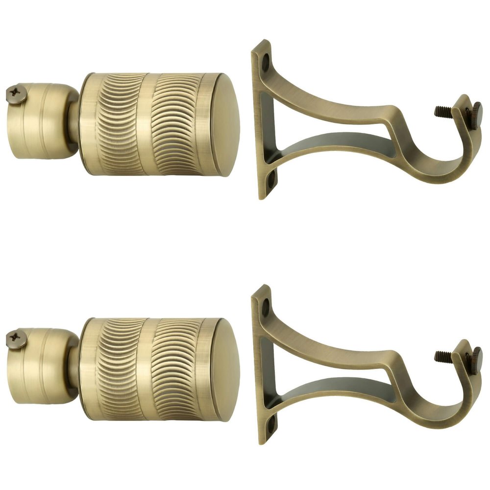 FAST Curtain Accessories CB01C Brass Antique Curtain Finial with Premium Rod Support/CLAMP/Bracket Pack of 4PCS