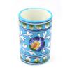 India Meets India Handicraft Decorative Ceramic Bathroom Toothbrush, Stationery, Pen and Pencil Stand Holder (Blue, m) view 2