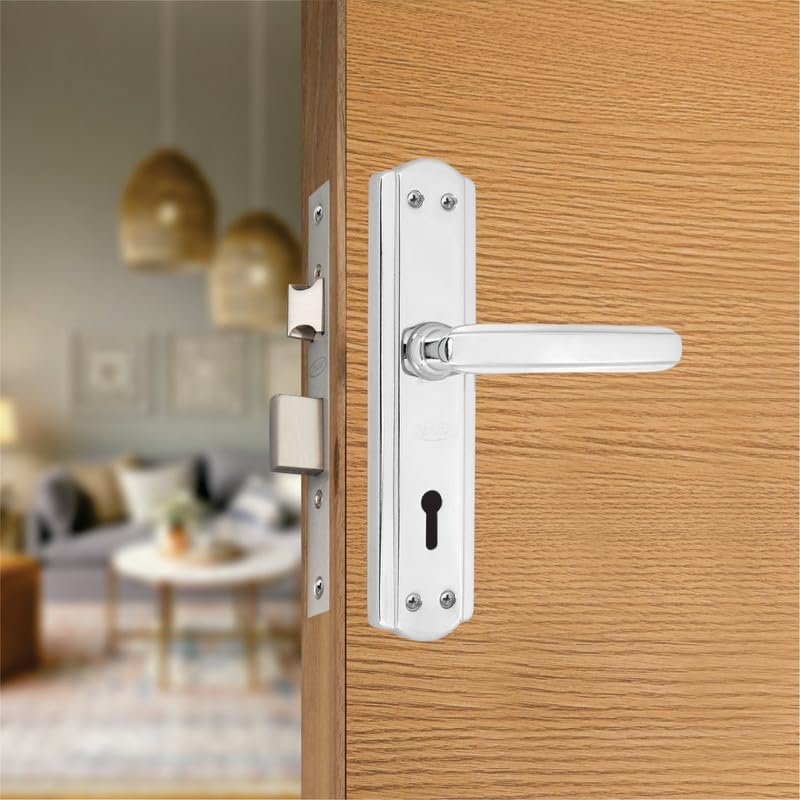 Spider Steel Heavy Duty Mortise Door Lock Set with Chrome Plated Finish Size 7.2inch (180mm) (S606MCP + RML6) for Bedroom, Living Room, Main Door