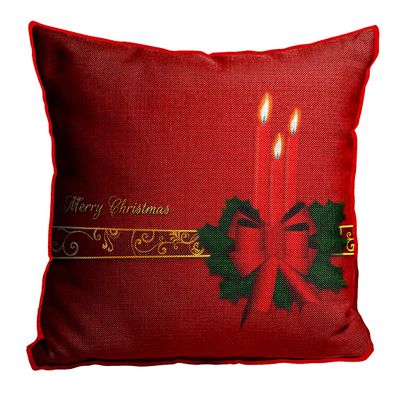 MUKESH HANDICRAFTS Merry Christmas Cushion Cover in Jute Fabric Size-(24X24 Inches)
