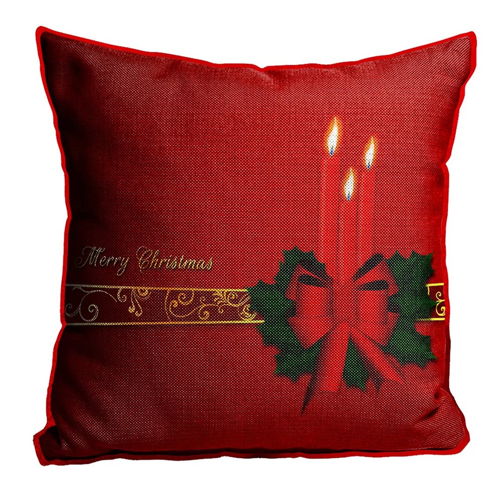 MUKESH HANDICRAFTS Merry Christmas Cushion Cover in Jute Fabric Size-(24X24 Inches)