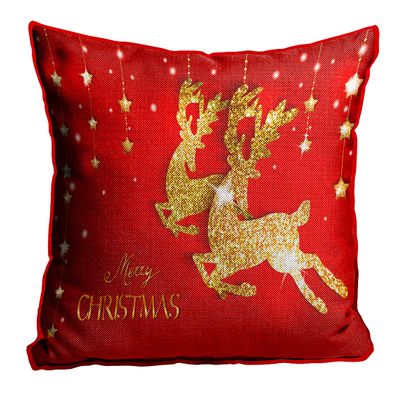 MUKESH HANDICRAFTS Merry Christmas Cushion Cover in Jute Fabric Size-(24X24 Inches)
