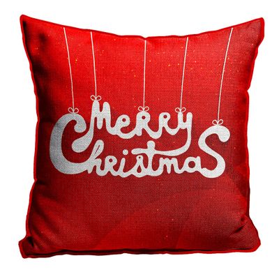 MUKESH HANDICRAFTS Merry Christmas Cushion Cover in Jute Fabric Size-(24X24 Inches)