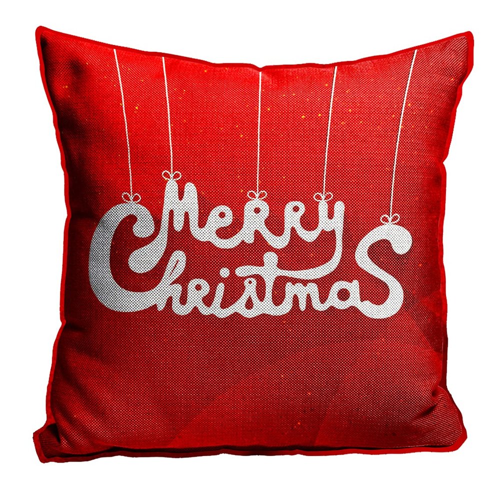 MUKESH HANDICRAFTS Merry Christmas Cushion Cover in Jute Fabric Size-(24X24 Inches)
