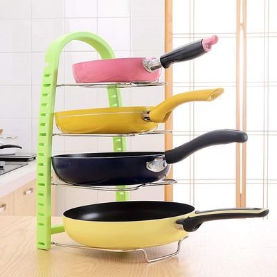 SYGA 3 Layer Adjustable Pantry Pot Lid Kitchen Organizer Bakeware Shelf Storage | Plate Dryer Tray Sink Holder (Green) 45cm*24cm