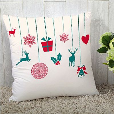 the purple tree Polyester Blend Merry Christmas Cushion Cover (16x16 Inches, Multi-Coloured)