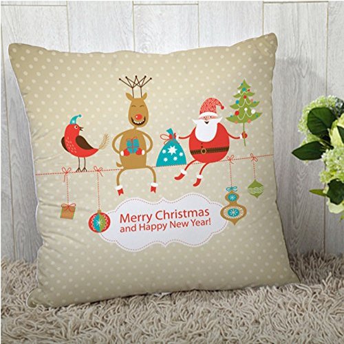 the purple tree Merry Christmas Polyester Cushion Cover (Multicolour, 16x16-iinch)