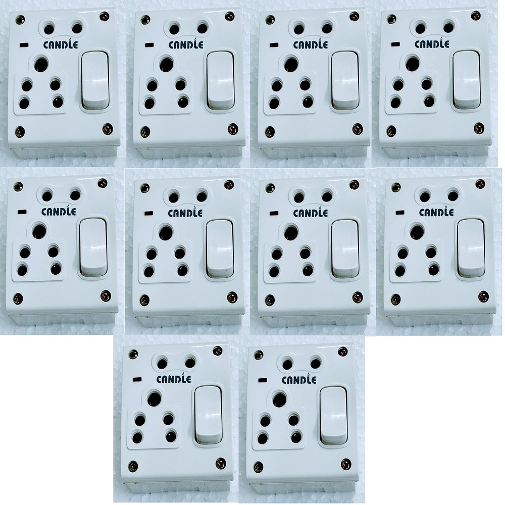 CANDLE 3 in 1 Socket and Switch Box, White (Pack of 10)