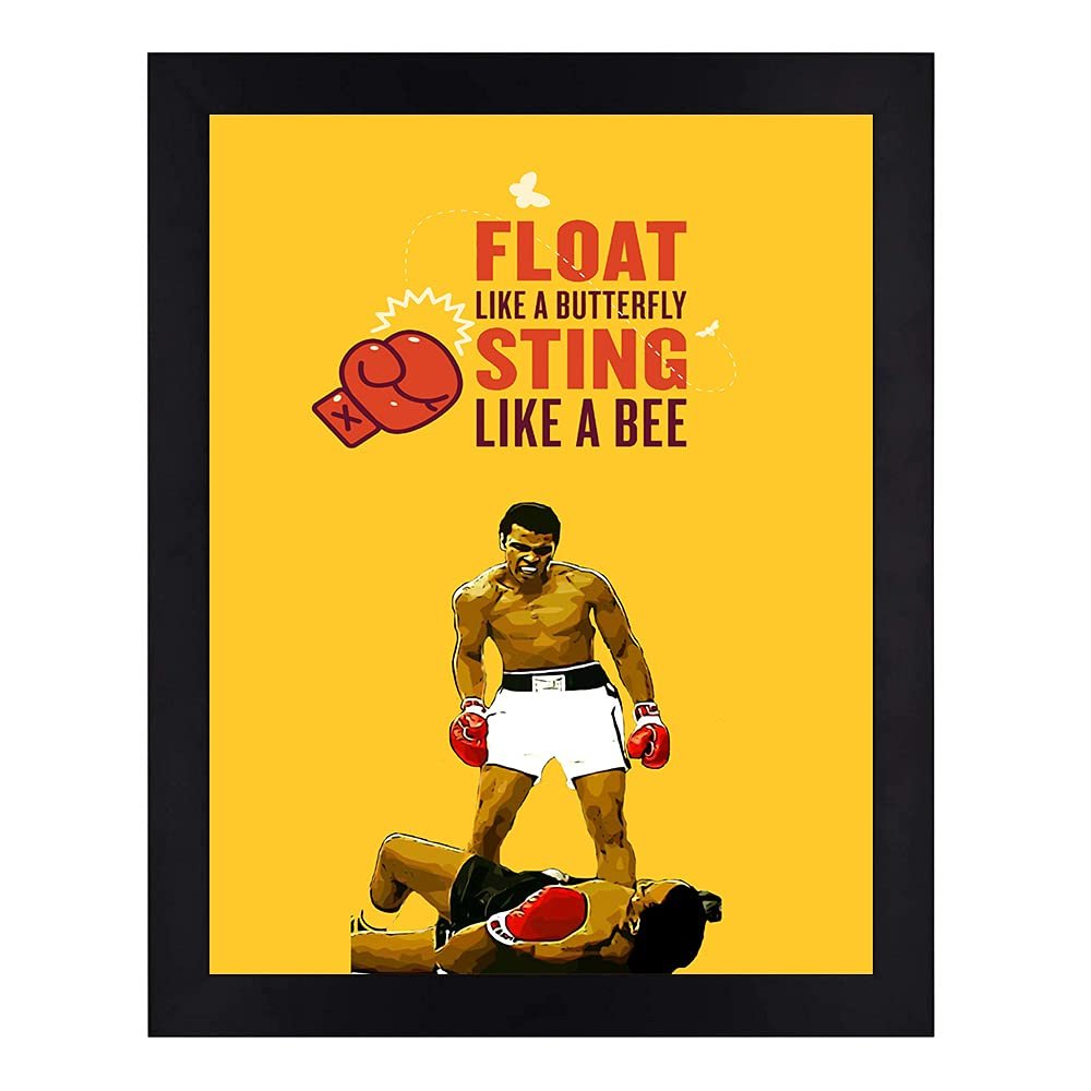 Interio Crafts Muhammad Ali - The Greatest of all time Boxer Motivational Quote Framed Poster (Back, Material : Wood & Plexi Glass, Size : 13 x 10 Inches)