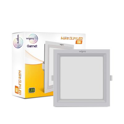 Wipro D720630 Garnet 6-Watt Wave Slim Panel Light (Warm White, Yellow, Square)
