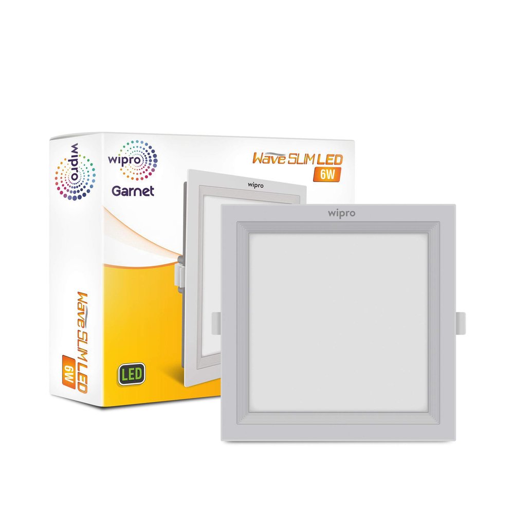 wipro D720640 Garnet 6-Watt Wave Slim Panel Light (Neutral White, Square)