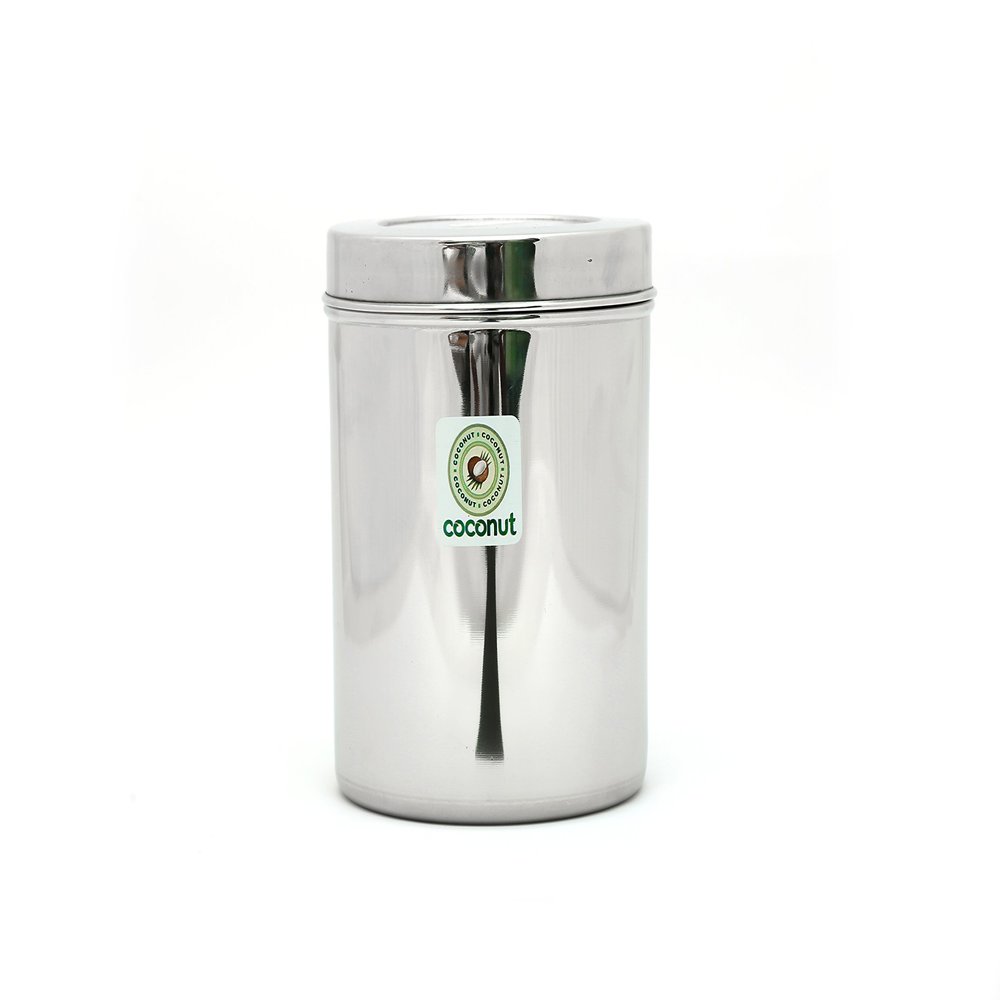 coconut Stainless Steel Storage Containers for Kitchen | Deep Dabba for Stroing Tea, Coffe and Pulses | Mutipurpose Canisters Ubha Dabba | Set of 1 | 1.5 Litre