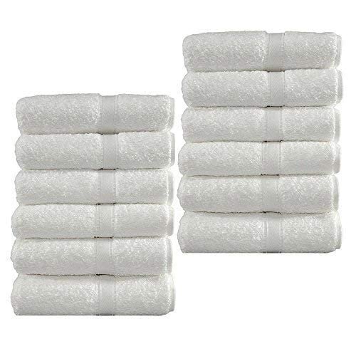 Milap Trading Co. Milap Cotton Hand Towels (White, Set Of 12, 140 Gsm)