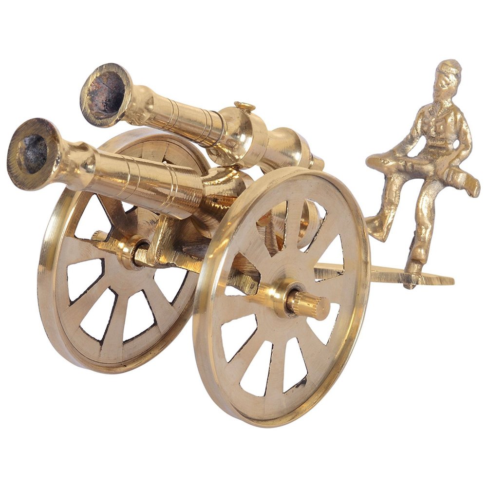 DreamKraft Decorative Table Top Replica of Ancient Double Barrel Canon Ball Fire (7 inch) Unique Tabletop Decor Own a Piece of History Authentic Look, Modern Elegance