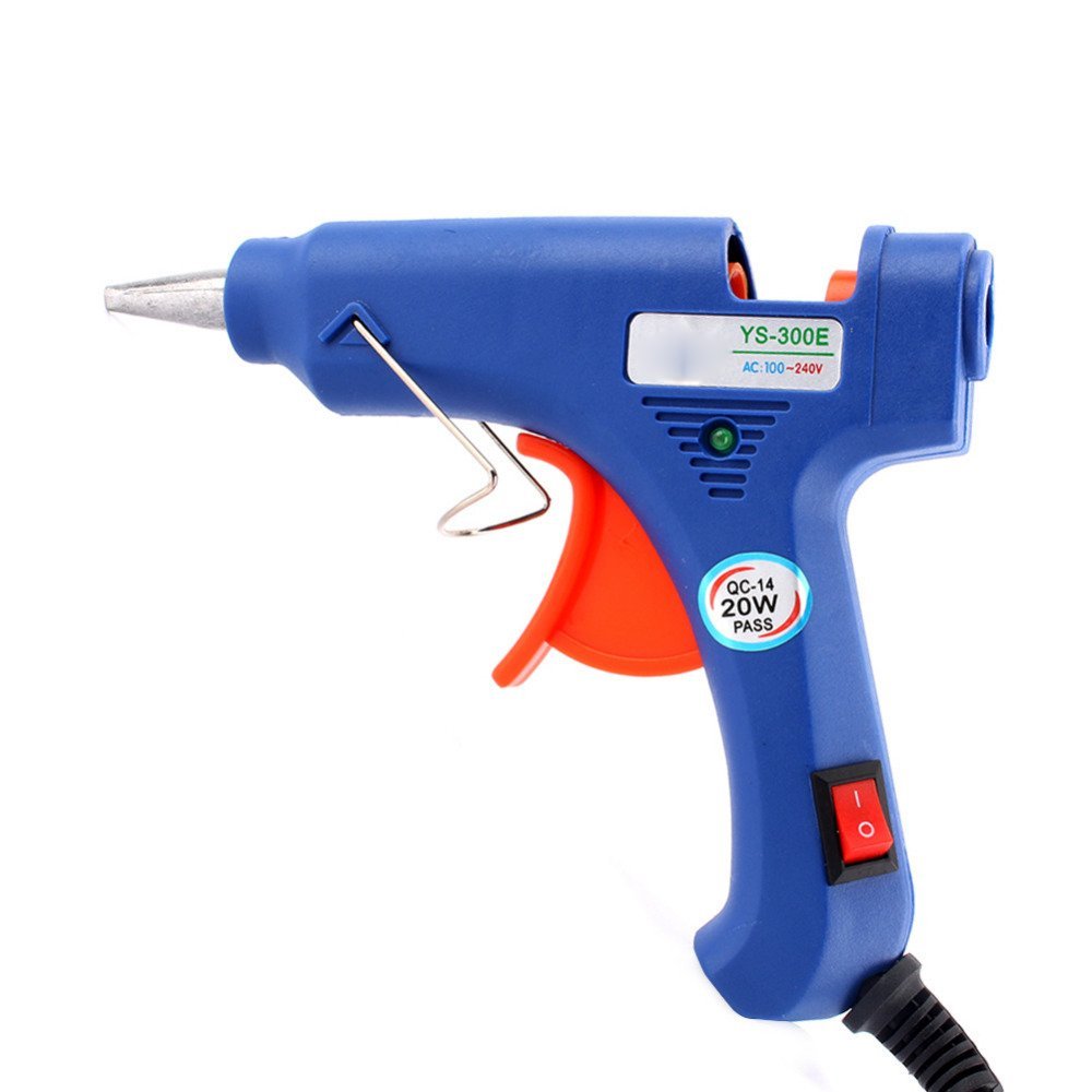 SCHOFIC Hot Melt Glue Gun 20 W Rapid Heating Technology Kit, on/off Switch and Flexible Trigger with 10 Sticks for DIY Small Craft, Fixing Household Items (Blue)