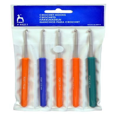 VARDHMAN Pony Assorted Plastic Handle Crochet Hook Set -Pack of 5 - Made in India