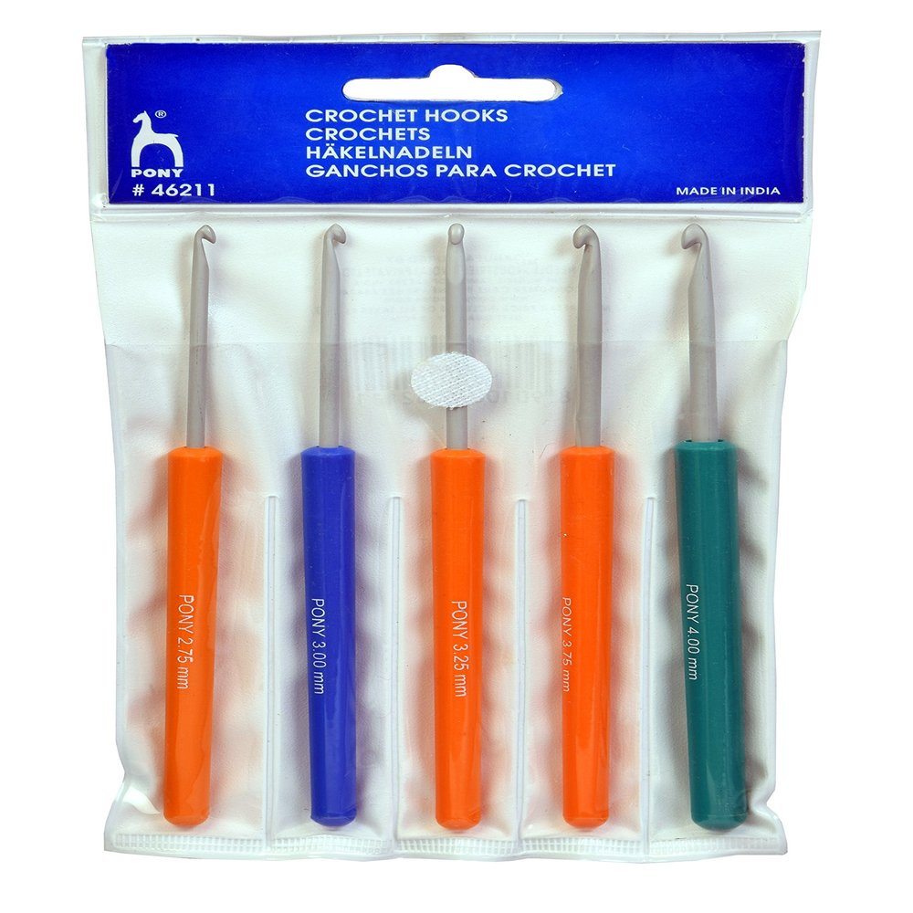 VARDHMAN Pony Assorted Plastic Handle Crochet Hook Set -Pack of 5 - Made in India