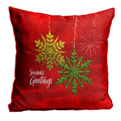 MUKESH HANDICRAFTS Merry Christmas Cushion Cover in Jute Fabric Size-(24X24 Inches)