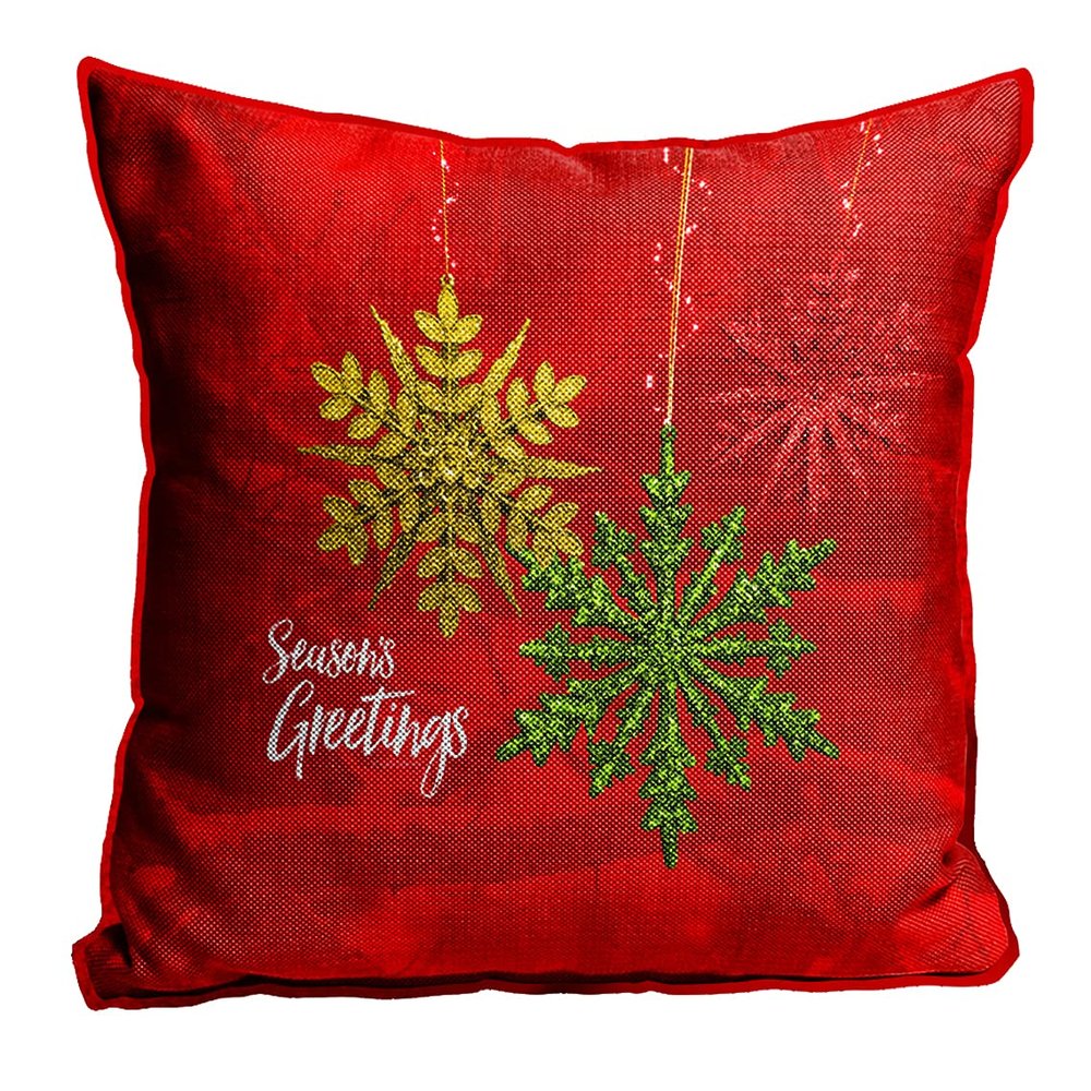 MUKESH HANDICRAFTS Merry Christmas Cushion Cover in Jute Fabric Size-(24X24 Inches)