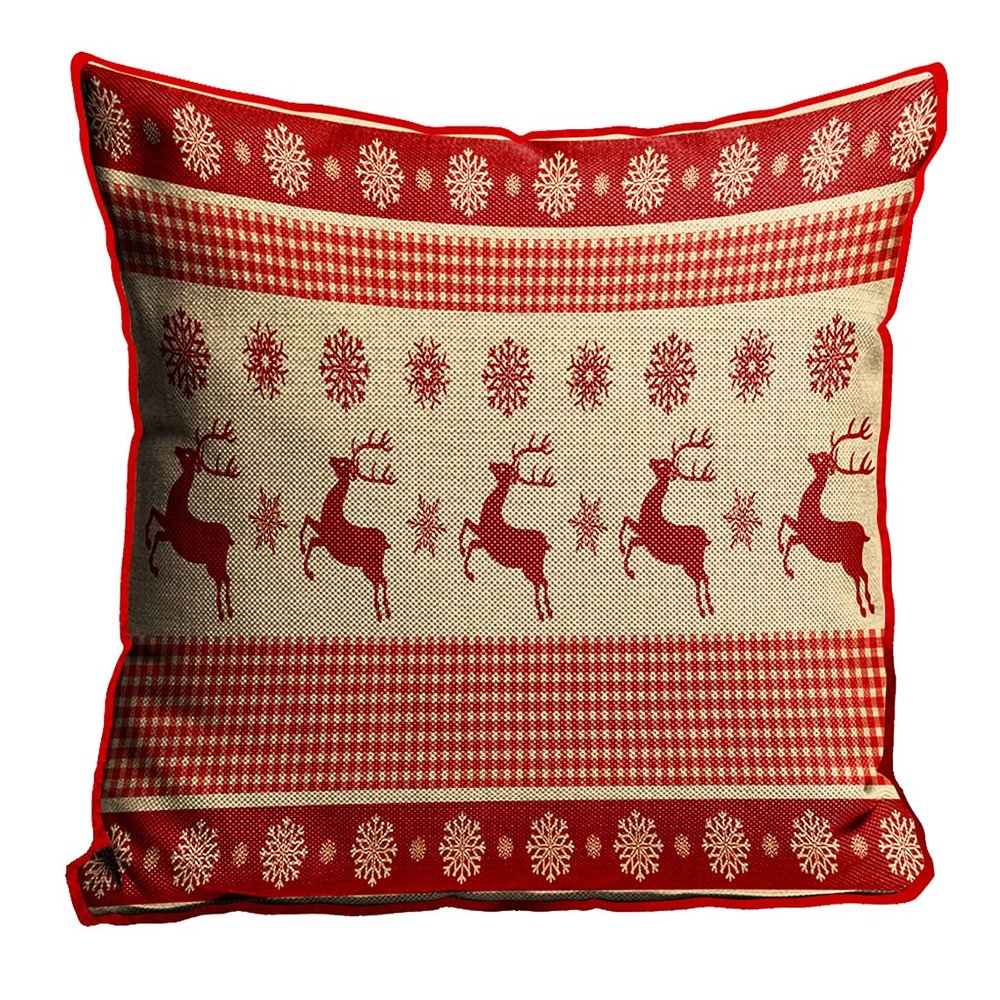 MUKESH HANDICRAFTS Merry Christmas Cushion Cover in Jute Fabric Size-(24X24 Inches)