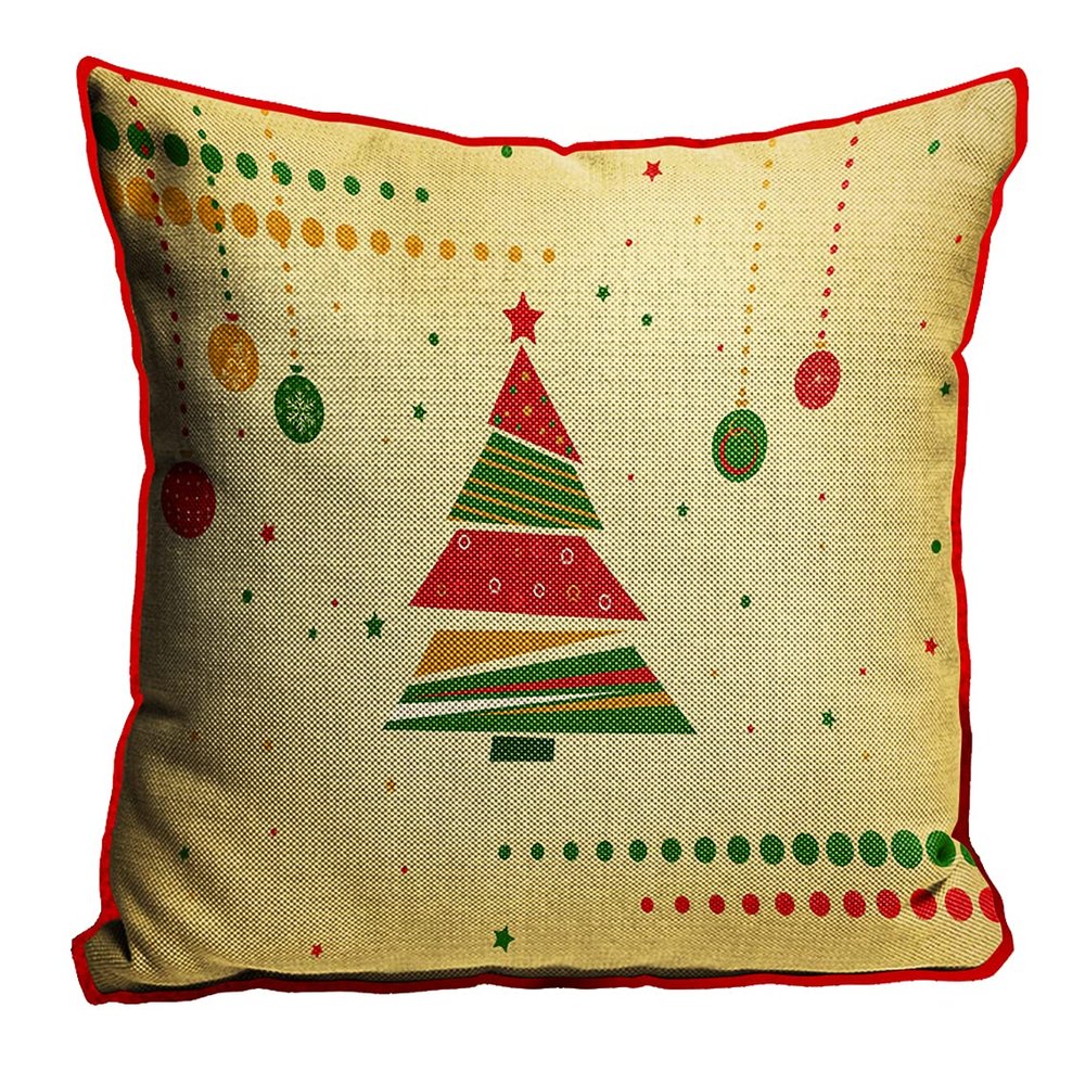 MUKESH HANDICRAFTS Merry Christmas Cushion Cover in Jute Fabric Size-(24X24 Inches)