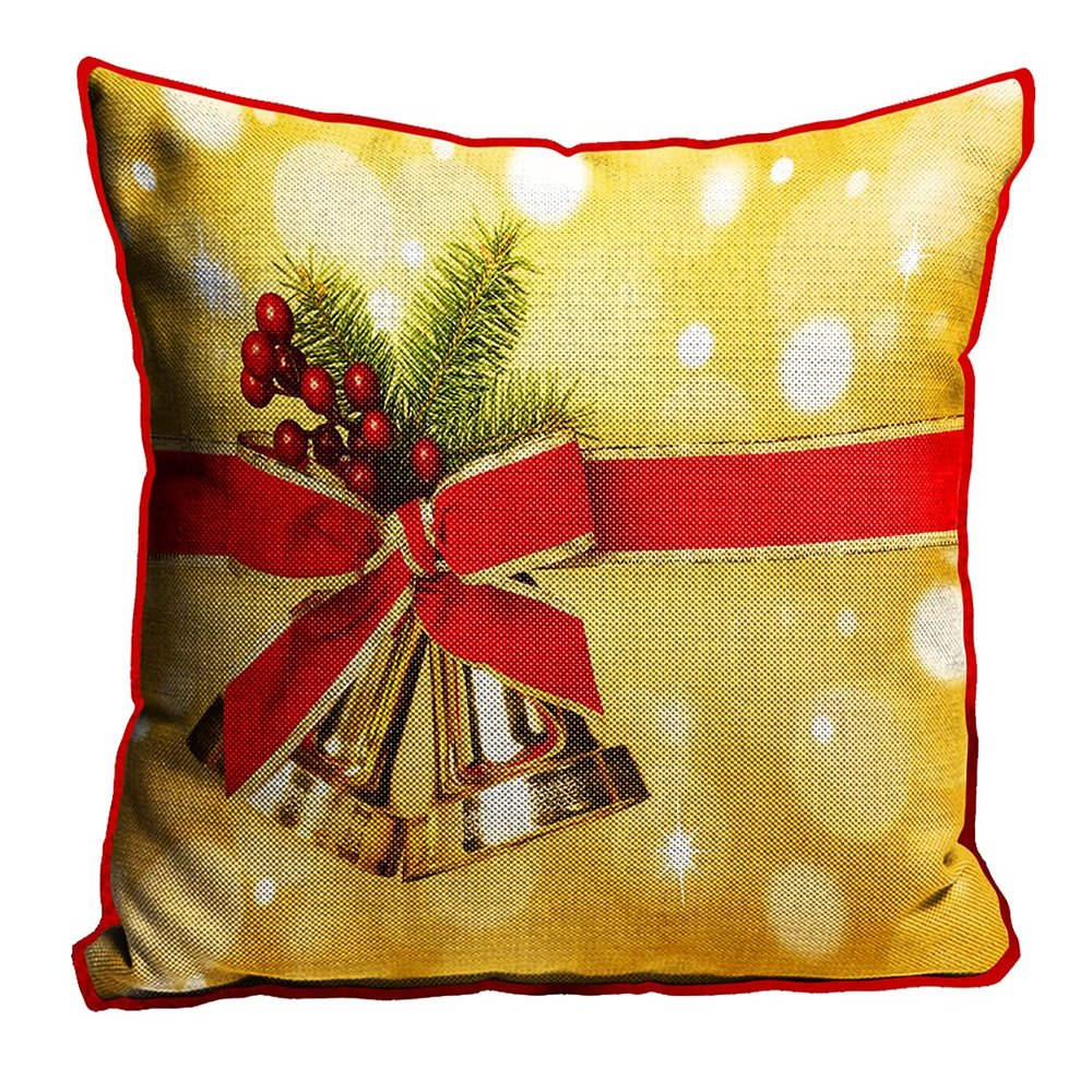 MUKESH HANDICRAFTS Merry Christmas Cushion Cover in Jute Fabric Size-(24X24 Inches)