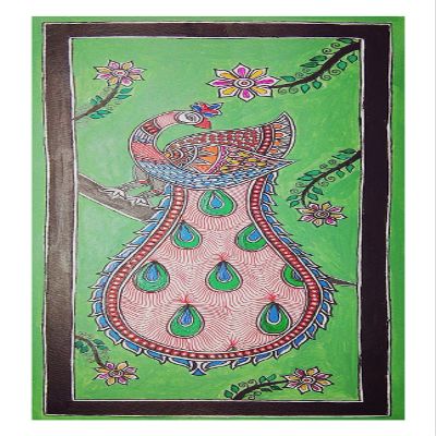 Shades of priyanshu Paper Single Peacock Painting (30 cm x 0.1 cm x 15 cm)