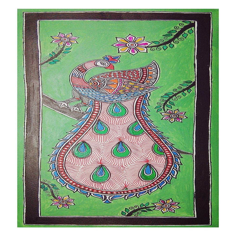 Shades of priyanshu Paper Single Peacock Painting (30 cm x 0.1 cm x 15 cm)