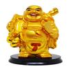 Saubhagya Global Polyresin Golden Set of 1 Holding Fan & Wu Lou Happy Man, Small Size, Height-10cm for Office Decor, Home Decoration view 1