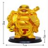 Saubhagya Global Polyresin Golden Set of 1 Holding Fan & Wu Lou Happy Man, Small Size, Height-10cm for Office Decor, Home Decoration view 2