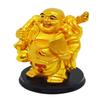 Saubhagya Global Polyresin Golden Set of 1 Holding Fan & Wu Lou Happy Man, Small Size, Height-10cm for Office Decor, Home Decoration view 3