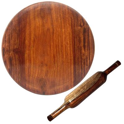 Sri Balajee Bangles Chakla Belan Wooden Handmade Kitchen Item, 10 Inches,Brown