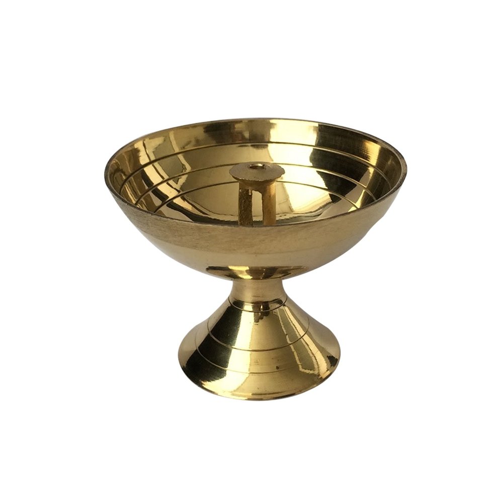 Puja Samagri Online Brass Metal Jyot/Oil Lamp Diya (Golden)