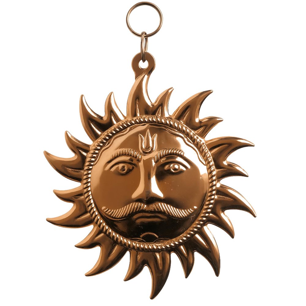 Salvus APP SOLUTIONS Traditional Copper Vastu Sun Mask for Wall, Home-Office Decor & Car Dashboard (Brown, 4 INCH)