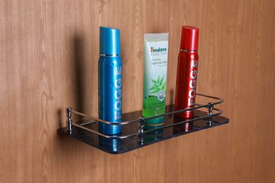 Spiry Acrylic Wall Mount Shelf for Bathroom/Kitchen/Living Room (12x5 inch,Grey)