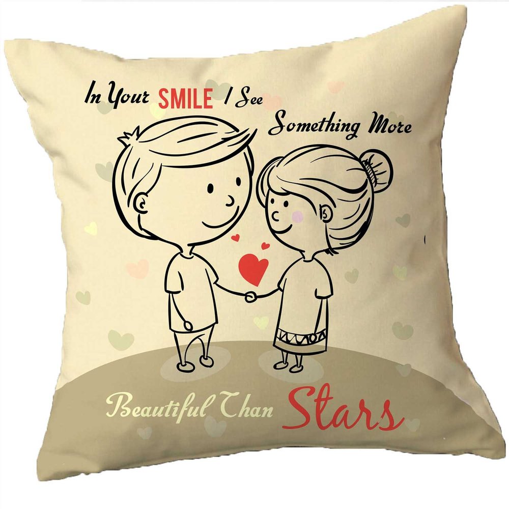 YaYa cafe Valentine Gifts for Girlfriend Boyfriend Husband Wife Your Smile is Beautiful Throw Cushion Cover Love - 20 x 20 inches