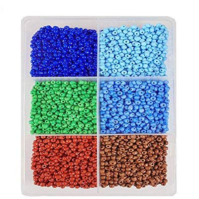 eshoppee 6/0, 4mm 300 gm Approx 5500 Glass Seed Beads for Jewellery Making kit Art and Crafts Materials for Embroidery Necklace Bracelet Earring Making Materials DIY kit (Multi-Color 2)