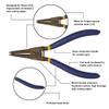 TATA AGRICO Straight Circlip Plier with Precise & Solid Contact Tips| Ideal for Fitting Snap Rings on Shafts| Chrome Vanadium Construction| Wear Resistant| Cousin Grip-(7"Inches-Blue & Black) view 3